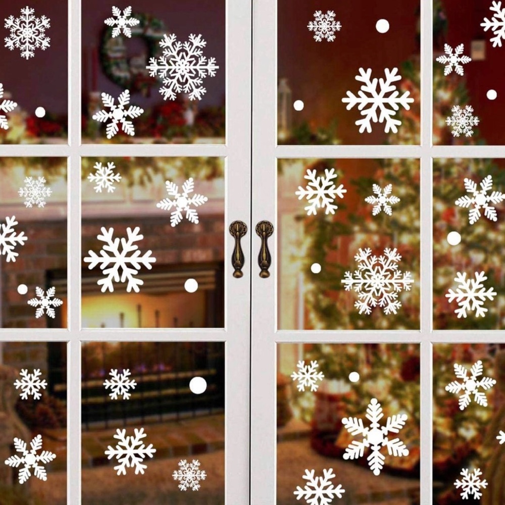 300 PCS 8 Sheet Christmas Snowflake Window Cling Stickers